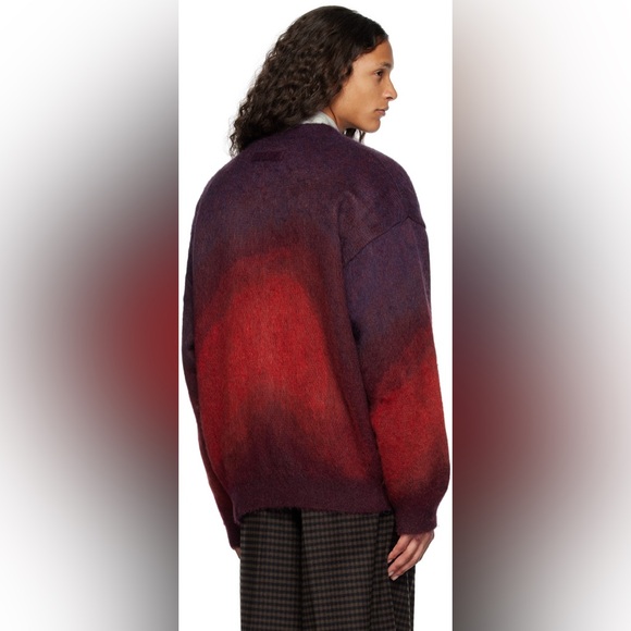 STEIN Burgundy Gradient Mohair Cardigan Purple Red Soft Oversized Sweater Medium - Picture 12 of 16